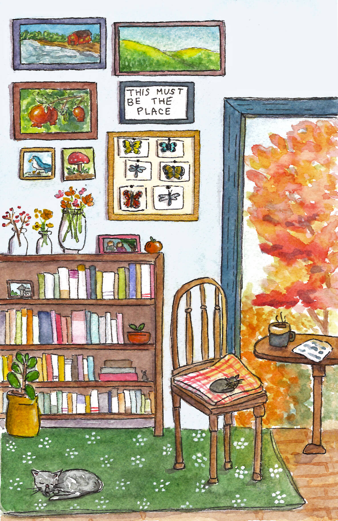 Cozy watercolor fall print