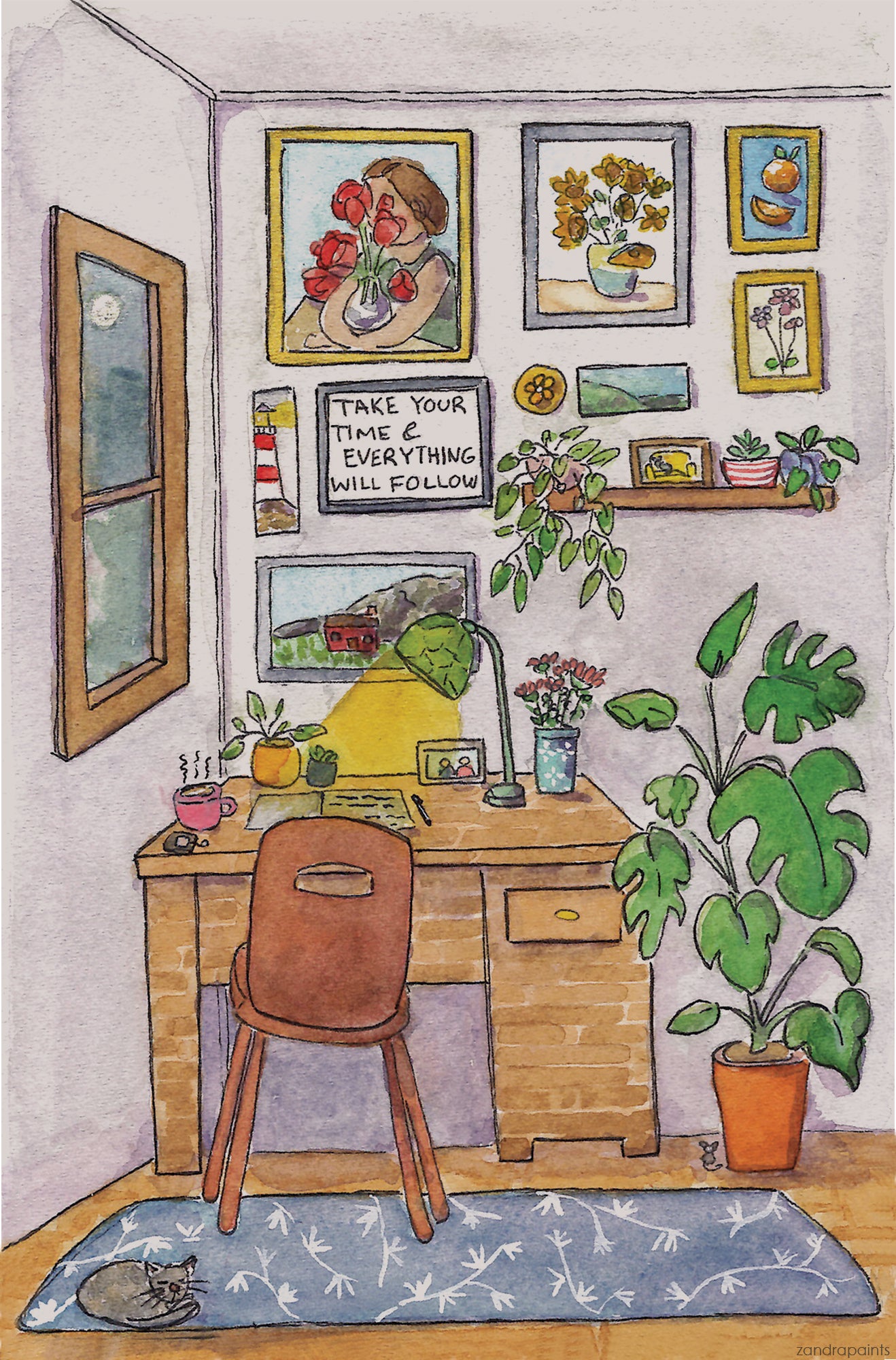 Cozy watercolor print
